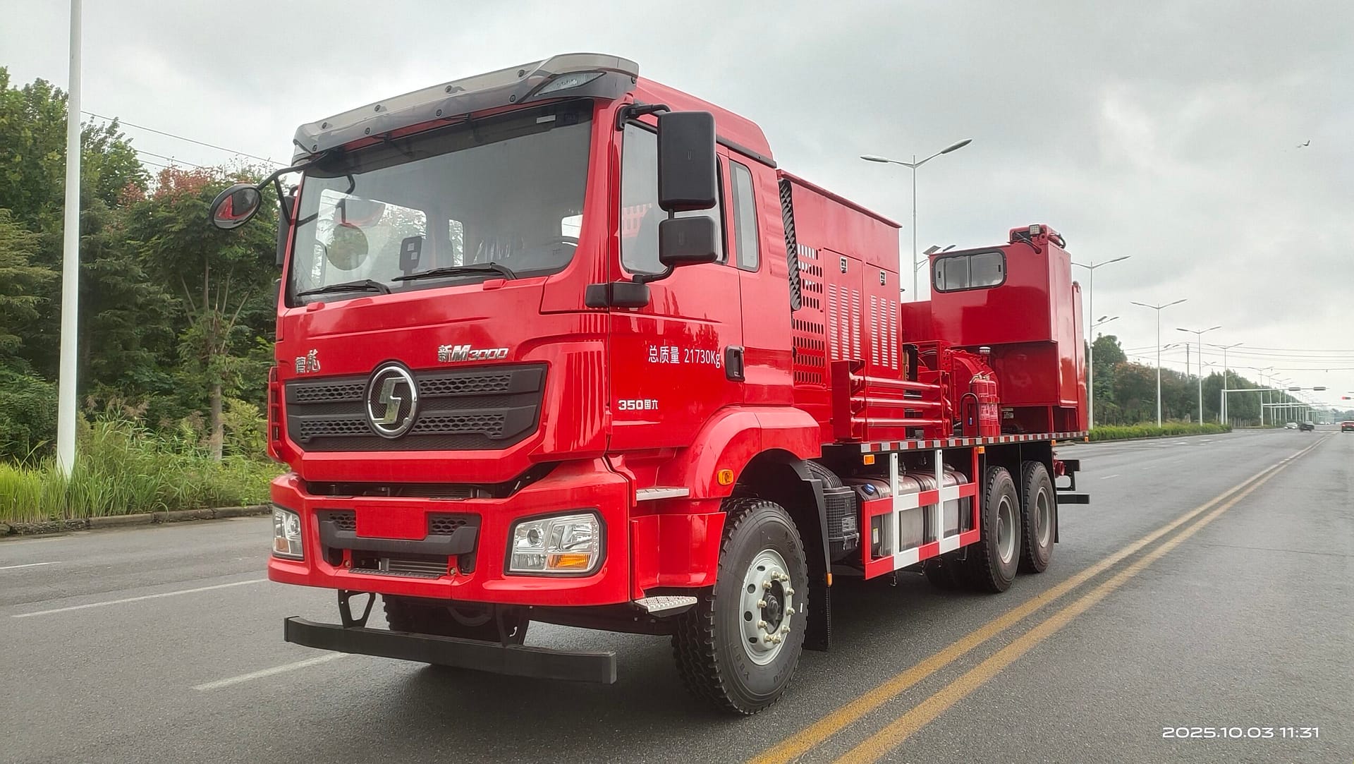 Left front angle of cementing truck ready for field deployment